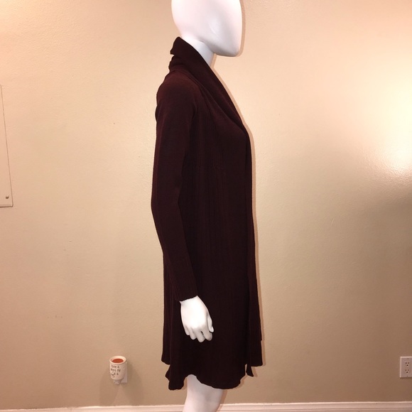 HM Long Cardigan Sweater Duster Womens Size XS Extra Small Burgundy Acrylic Wool - Picture 7 of 13